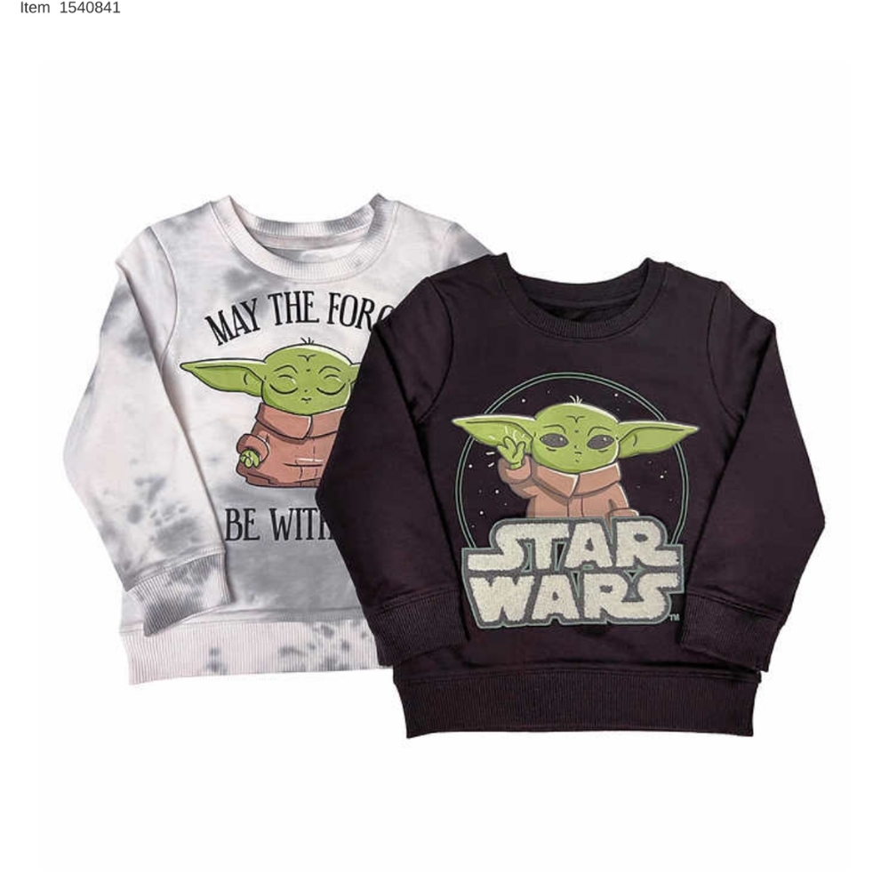 New! Boys Lot of 2 Pack Star Wars Grogu Mandalorian Crewneck Sweatshirts size 6!